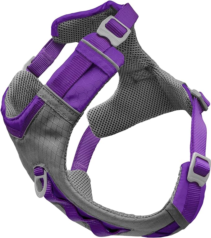 Kurgo Journey Air Dog Harness - Secure Fit for Active Dogs - Padded Chest - Lightweight Ripstop Fabric - Breathable Mesh - Reflective Trim - Back Assist Handle - Purple - X-Large