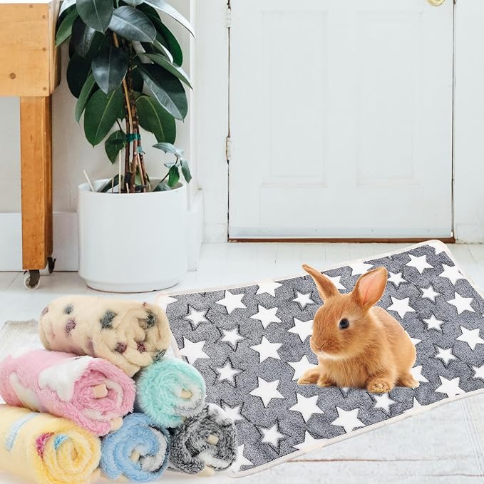 Guinea Pig Bedding Blankets - 6 Pack Soft Fleece Liner Small Animal Cage Accessories for Rat Hedgehog Chinchilla Hamster Rabbit Bunny, Washable Sleep Mat Bedding Accessories (16"*24")