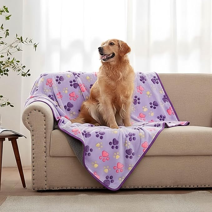 Dog Blankets for Medium Dogs, Cat, Premium Soft Dog Blankets for Small Dog Washable, Puppy Blanket Dogs Essentials for Puppies (1, Purple, 41" x 30")