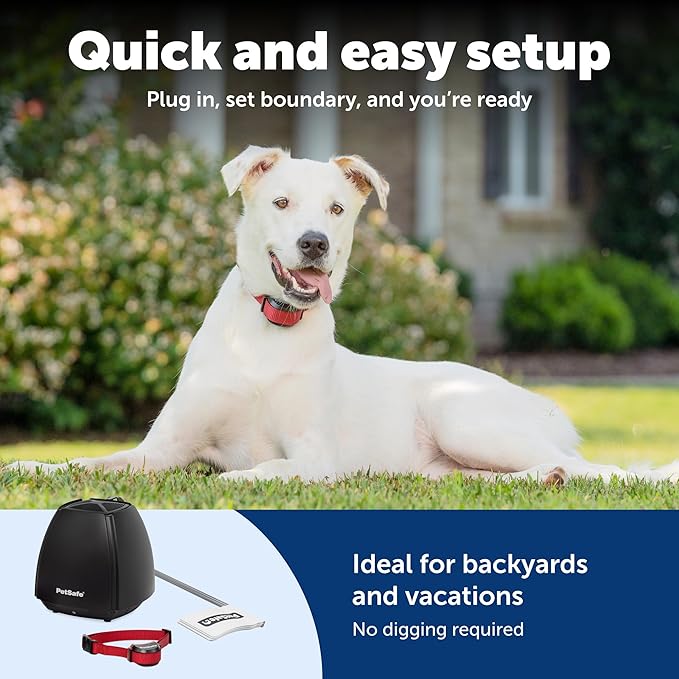 PetSafe Stay & Play Wireless Pet Fence for Stubborn Dogs - No Wire Circular Boundary, Secure 3/4-Acre Yard, for Dogs 5lbs+, America's Safest Wireless Containment System