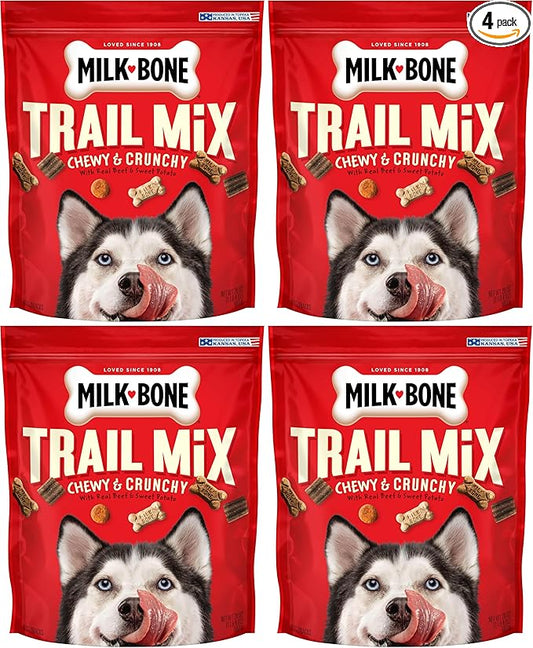 Milk-Bone Trail Mix Chewy & Crunchy Dog Treats,Real Beef & Sweet Potato,20 Ounce,(Pack of 4)