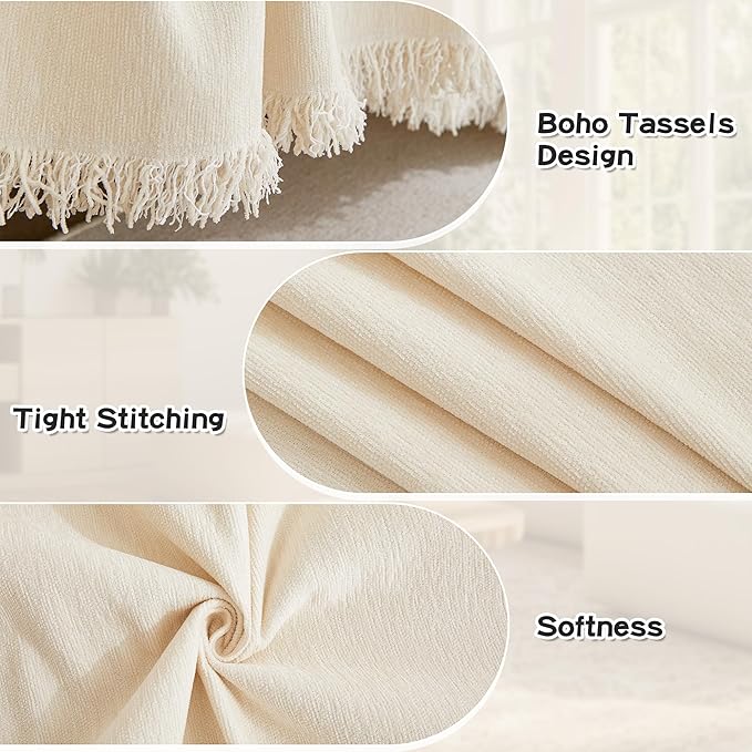 MYSKY HOME Couch Cover for Sectional Sofa, 2 Pieces Chenille Couch Covers for L Shape Sofa Cover, Furniture Protector for Pets, Kids, Sofa Slipcover for 2-3 Cushion Couch (71"x118"+71"x118", Beige)