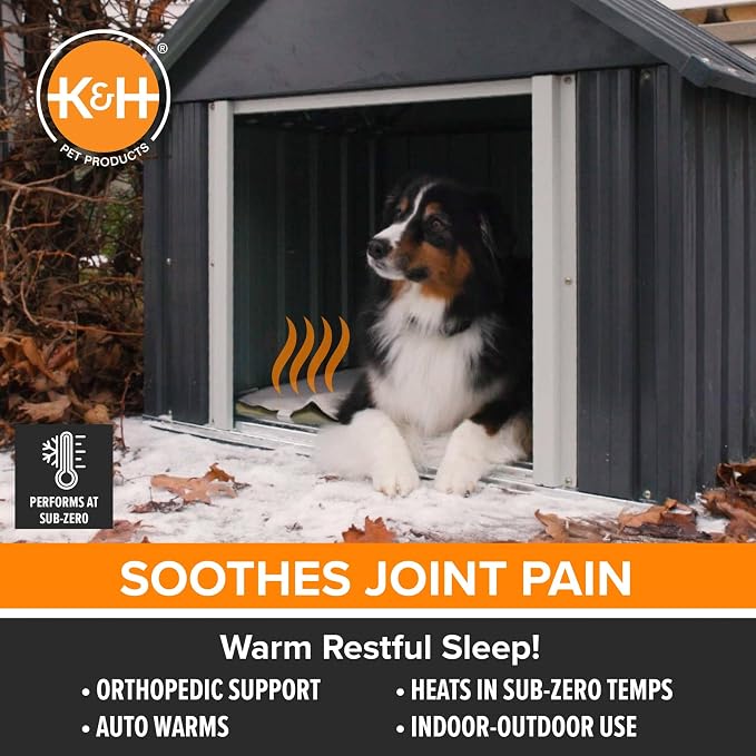 K&H Pet Products Lectro-Soft Orthopedic Outdoor Heated Cat Bed for Outdoor Cat Houses, Safety Listed Automatic Warming Pad, Soft and Flexible, Waterproof, Washable Cover - Small 18 X 14in Tan 20W