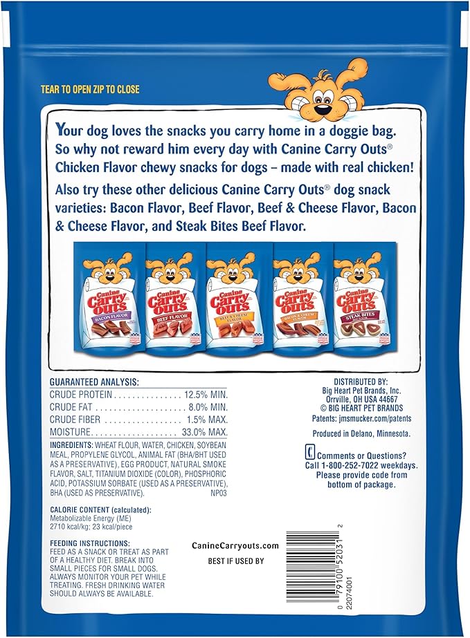 Canine Carry Outs Chicken Flavor Dog Treats, 22.5oz Bag, 4ct