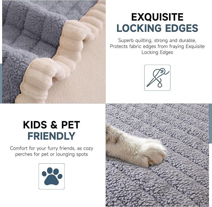 OTOB Couch Covers for Sofa Pet Friendly, Washable & Non Slip Fuzzy Dog Couch Cover Sofa Slipcovers Love Seat, Soft Plush Cozy Furniture Protector Cushion Mat, All Seasons (Light Gray, 27.6" x 59.1")