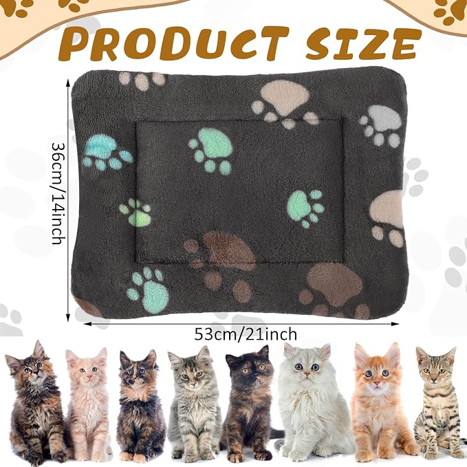 Tuanse 4 Pack Ultra Soft Dog Cat Bed Mat Small Animal Guinea Pig Bed with Cute Print Reversible Fleece Dog Crate Kennel Pad Cozy Washable Thickened Hamster Pet Beds Mat(21 x 14 Inches,Black)