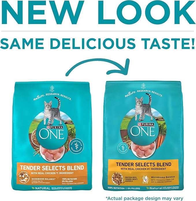 Purina ONE Natural Dry Cat Food, Tender Selects Blend With Real Chicken - 16 Lb. Bag