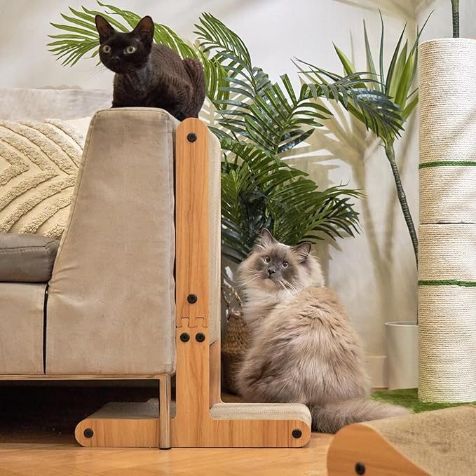 Nekosan Cat Scratcher, T-Shaped Cat Scratcher for Indoor Cats, Double-Sided Cat Furniture Protector, 23.6x16.9x9.6 inch Large, Cardboard Cat Scratcher with Ball Cat Toy