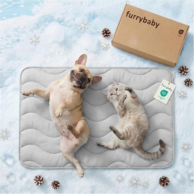 furrybaby Dog Cooling Mat for Medium Dogs, 35"x24" Self Cooling Pet Cooling Mat for Dogs & Cats, QMAX>0.5, Thickened Cool Fiber, Cooling pad for Dog Bed, Durable Portable Indoor/Outdoor Summer,Grey