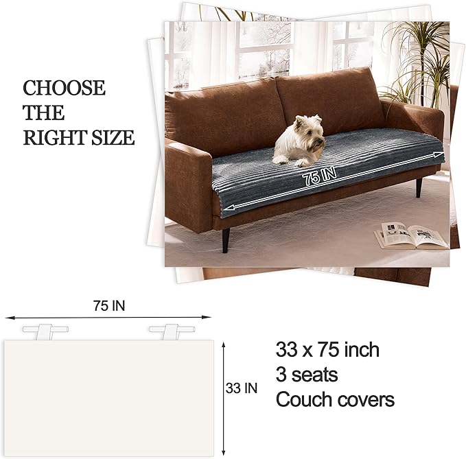 Dual Non-Slip Couch Cover for Dogs Waterproof, Fuzzy Soft Pet Couch Covers for Sofa 3 Cushion, Pet Friendly Soft Dog Bed Covers Sofa Cover Washable (Titanium Gray, 33" x 75" 1 Pack)