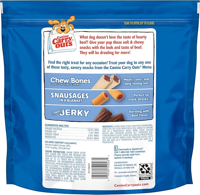 Canine Carry Outs Beef Flavor Dog Treats, 47oz Bag