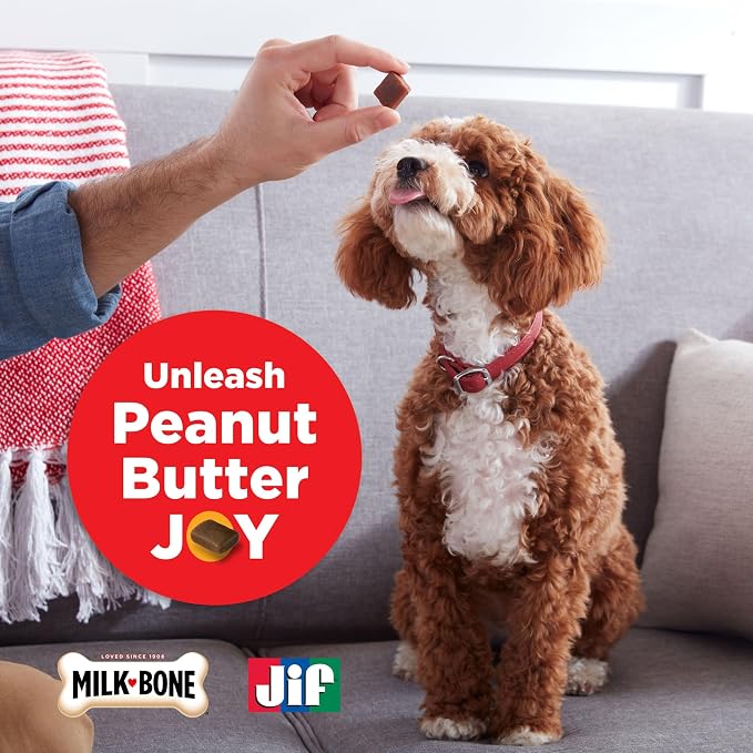 Milk-Bone Peanut Buttery Bites Soft Dog Treats with Jif Peanut Butter,11.8-Oz. Bag,(Pack of 2)