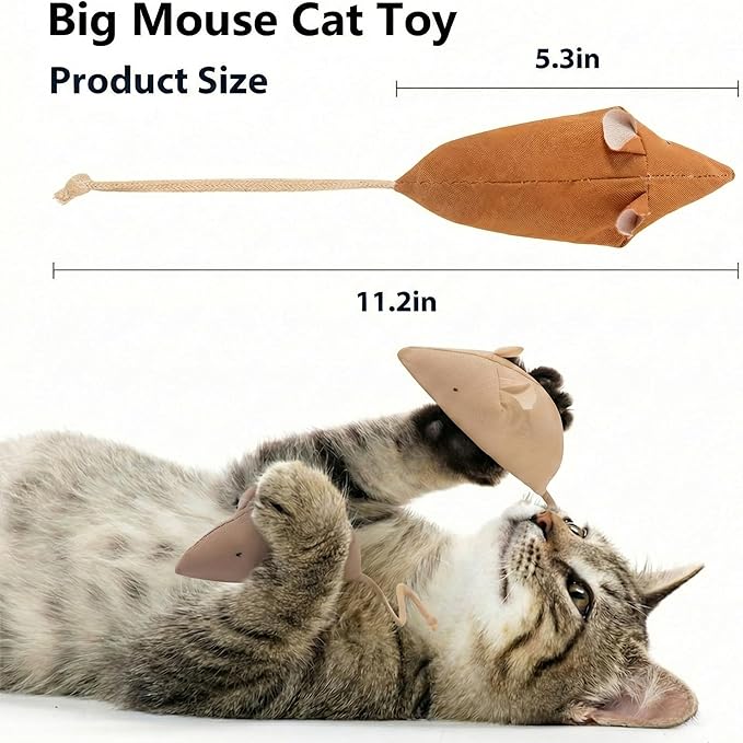 Catnip Mice Toys for Cats, 6PCS Large Interactive Fabric Mouse Toys for Indoor Adult Cats & Kittens, Encourages Cuddling, Kicking, Chasing, Playing and Chewing