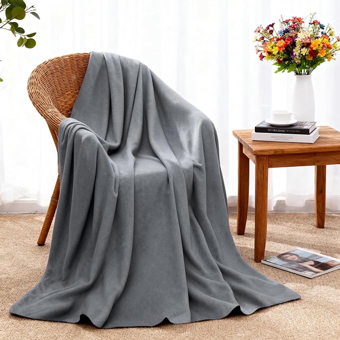 CULVE 24 Pack Fleece Throw Blanket 50x60 - Soft Lightweight Blankets in Bulk for Wedding, Gifts Pet Home Bed Sofa Couch Office Travel(Gray)