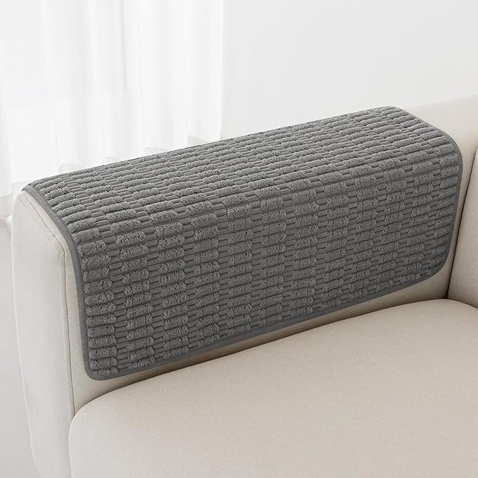 Foxdecor Couch Arm Covers Sofa Arm Cover, Arm Chair Covers Set of 2, Non-Slip Chair Arm Covers, Arm Rest Cover for Sofa, Armchair Slipcovers Couch Protector (Dark Grey 24x28 inch)