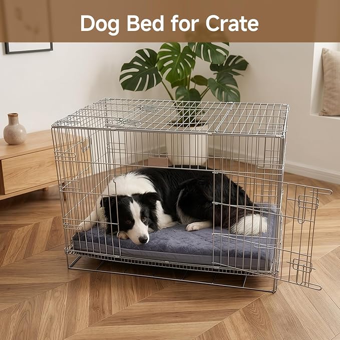 XL Waterproof Large Dog Bed, Outdoor Dog Bed for Crate, Kennel Beds Pet for Large Dogs, Waterproof, Wipeable, Anti-Slip, Washable, 41" x 27", Dark Grey