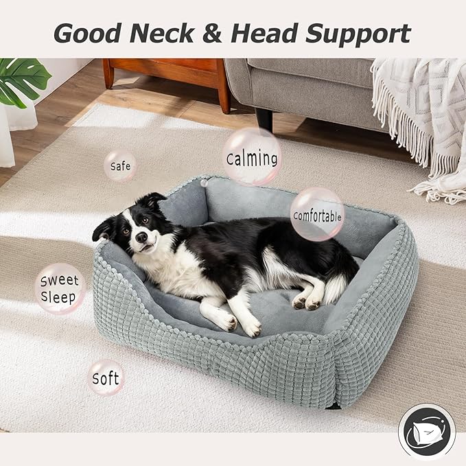 MIXJOY X-Large Dog Bed for Large, Medium, Small Dogs - Rectangle, Washable, Orthopedic, Soft Calming Sleeping Puppy Bed - Durable Pet Cuddler with Anti-Slip Bottom - XL (35"x25"x9")