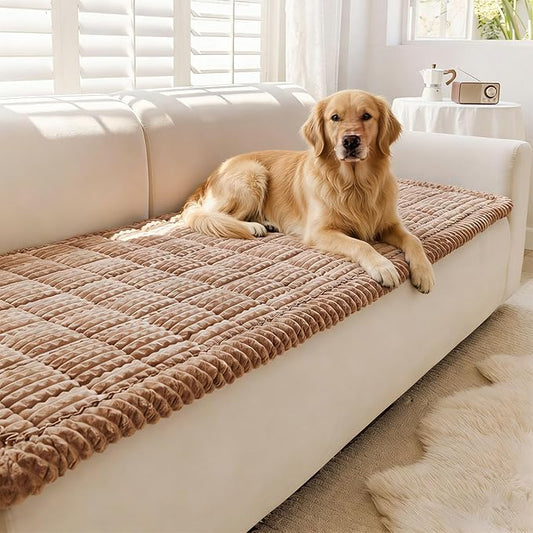 Couch Cover for Dogs Washable, Non Slip Couch Covers for 3 Cushion Sofa Pet Friendly, Fuzzy Pet Couch Cushion Covers for Dog, Thick, Soft for Sofa Protector (Coffee, 27.6" x 70.9"/70 x 180cm)