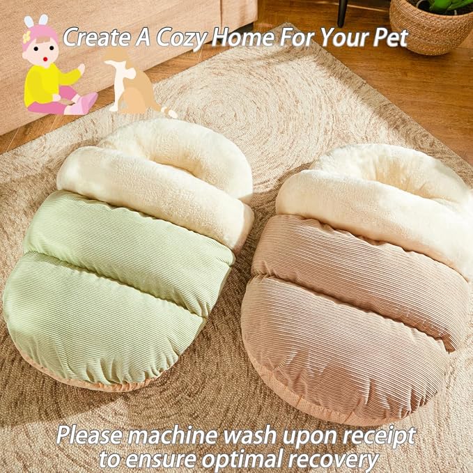 Romaneco Cat Bed - Pet Slipper Cave Bed for Indoor Cats and Small Dogs, Self Warming, Cozy & Soft Plush, Anti-Slip & Durable, Washable for Kittens and Puppies Under 15 lbs (24"x16", M, Light Brown)