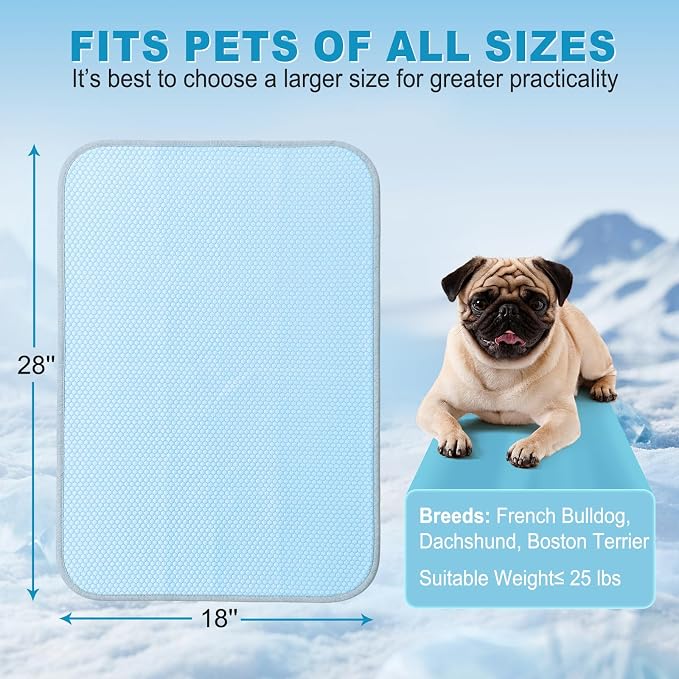 GOLOPET Dog Cooling Mat Ice Crystal Heat Dissipation,28x18in | Ice Crystal Structure,Cooling Fabric,Reinforced Design,Non-Slip Bottom