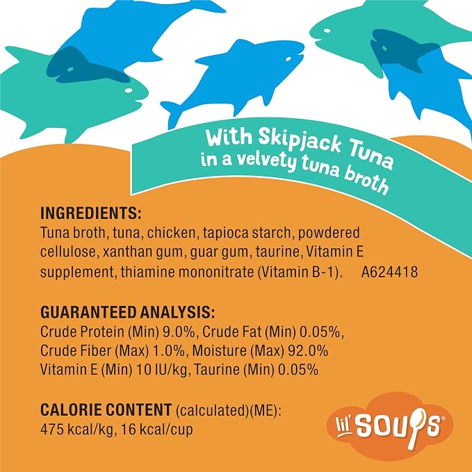 Friskies Purina Grain Free Senior Lickable Cat Food Toppers Lil’ Soups with Skipjack Tuna in a Velvety Tuna Broth - 1.2 oz. Cup,(Pack of 16)