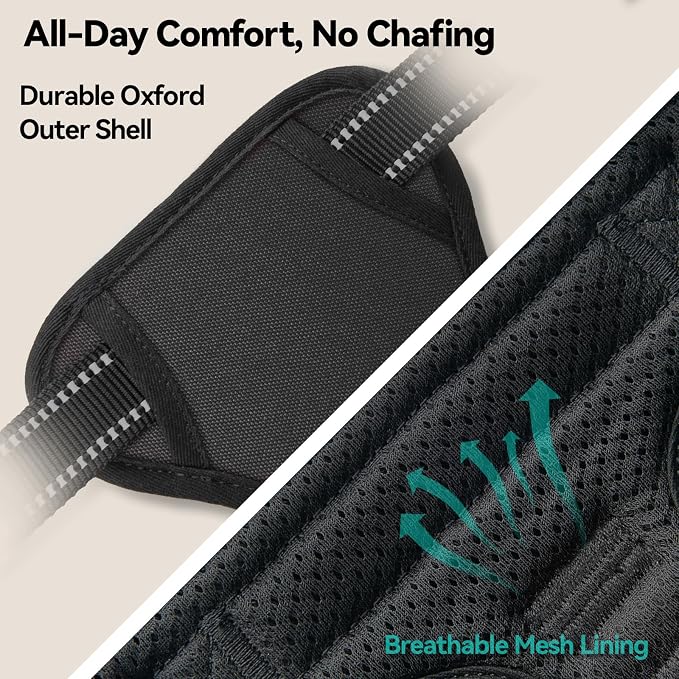 PHOEPET Reflective Dog Harness No Pull Large Breed Vest with 2 Metal Leash Attachment Hooks(XL, Black)