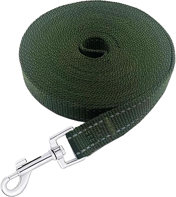 Nylon Training Dog Leash for Small Medium Dogs, 15ft 20ft 30ft 50ft 100ft Reflective Long Leash Dog/Puppy Lead for Obedience Recall Training, Camping