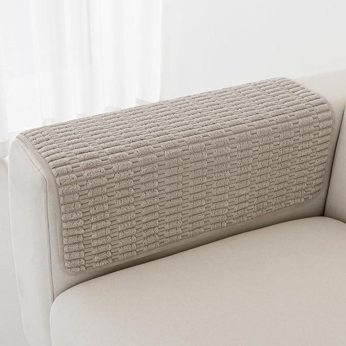 Foxdecor Couch Arm Covers Sofa Arm Cover, Arm Chair Covers Set of 2, Non-Slip Chair Arm Covers, Arm Rest Cover for Sofa, Armchair Slipcovers Couch Protector (Brown 30x30 inch)
