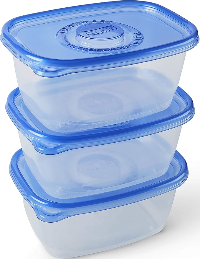 Glad GladWare Deep Dish Food Storage Containers Lids Large Rectangle BPA Free Meal Prep Microwave Dishwasher Safe Lock Tight Seal 64 OZ 3 Count 6 Pack