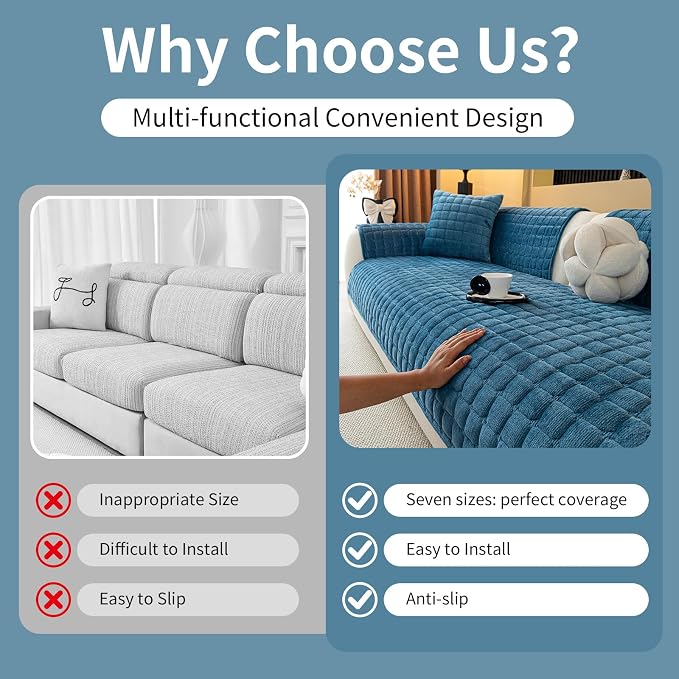 Velvet Couch Cover, Plush Sectional Sofa Cover Washable, Anti Slip Sofa Slipcover for Loveseat, Furniture Protector Covers for Pets & Kids(1PC, Teal Blue, 35.4"×47.2", Loveseat)