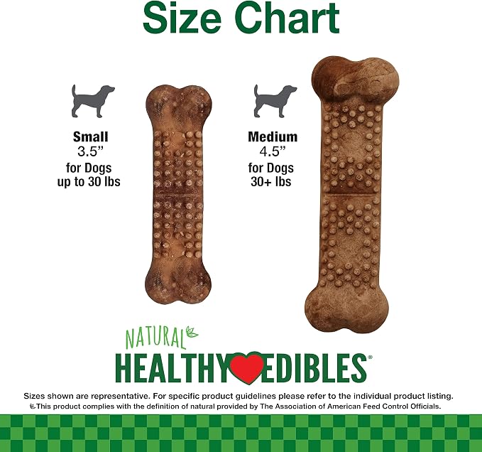 Nylabone Healthy Edibles Natural Dog Chews Long Lasting Meaty Center Beef Flavor Treats for Dogs, Small (12 Count)