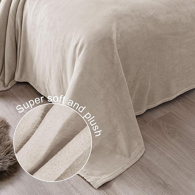 Exclusivo Mezcla Fleece Blanket Cal King Size for Bed, Super Soft and Warm, All Season, Cozy, Plush, Lightweight, 120x120 Inches, Camel