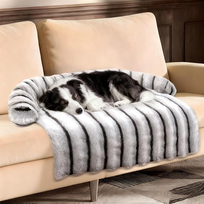 WATANIYA PET Large Dog Couch Bed, Fluffy Washable Couch Protector for Dogs with Removable Cover, Non-Slip Dog Sofa Bed, 41x37 Inch, Grey