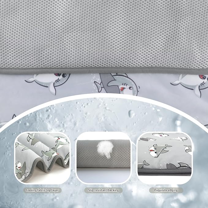 DELIFUR Dog Cooling Mat- Pet Cooling Mat Outdoor for Dogs Self Cooling Pad for Puppy Small Medium Dog Machine Washable (Large, Grey Shark)