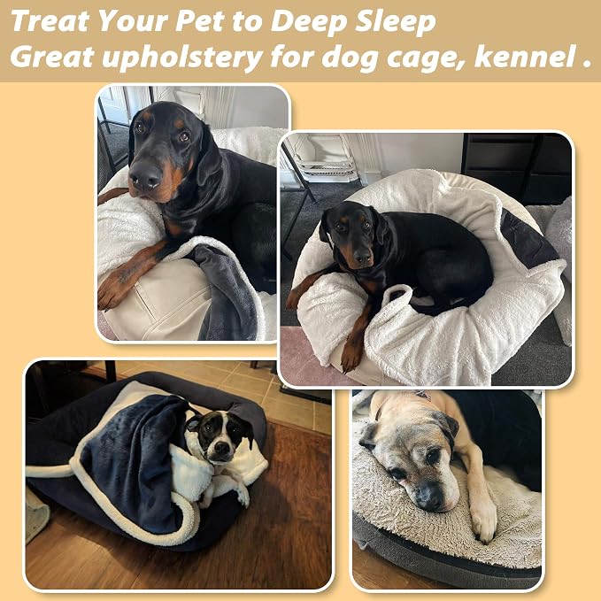Kritter Planet Dog Blankets for Large Dogs, Soft Fluffy Fleece Pet Blankets for Couch, Sofa, Dog Beds, Car Seats, Creat, Washable, 50x60 inches, Beige