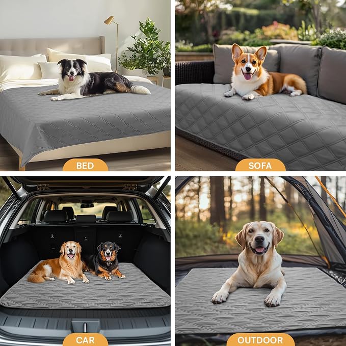 Luciphia 100% Waterproof Couch Cover Blanket for Dogs Anti-Slip Pet Couch Protector Sofa Mat Puppy Cat Blanket with Non-Slip Bottom, Light Grey, 82x120 Inch