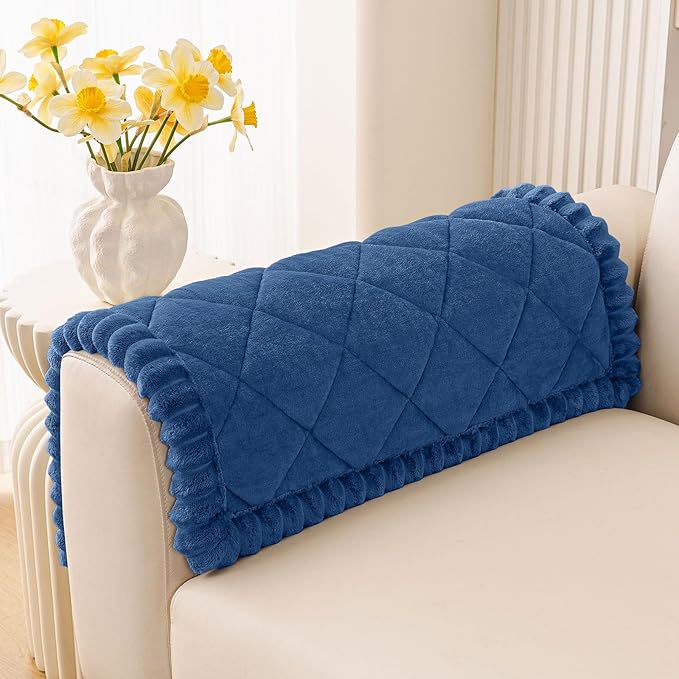Smiry Couch Cover for Dogs, Non Slip Washable Pet Sofa Protector for Large Dogs, Cats, Fuzzy Plush Sofa Covers Backrest & Armrest, Against Fur, Dirt & Scratch Resistant, Navy, 27.6"×27.6"