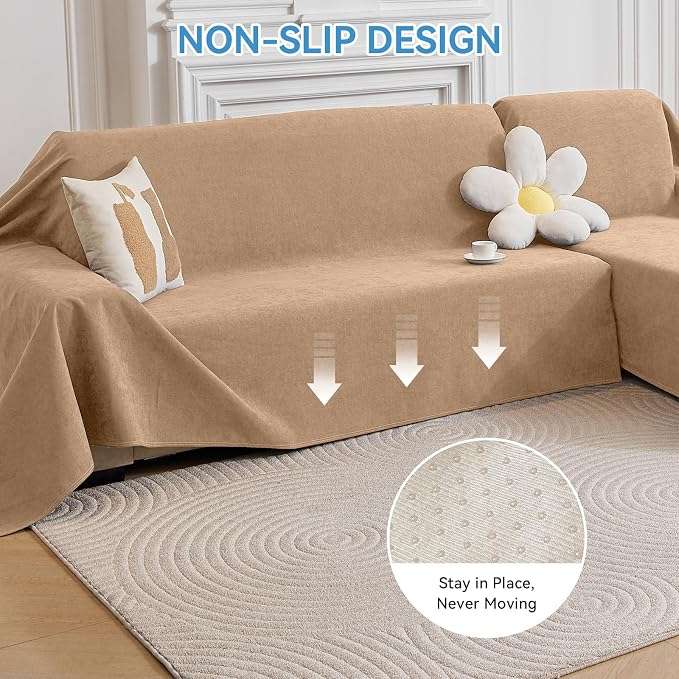 Deep Dream Sectional Couch Covers, 2 Pieces 100% Waterproof L Shaped Sofa Cover, Non Slip Couch Cover for Dogs Cats Washable, Pet Friendly Sofa Slipcovers Furniture Protector (X-Large, Brown)