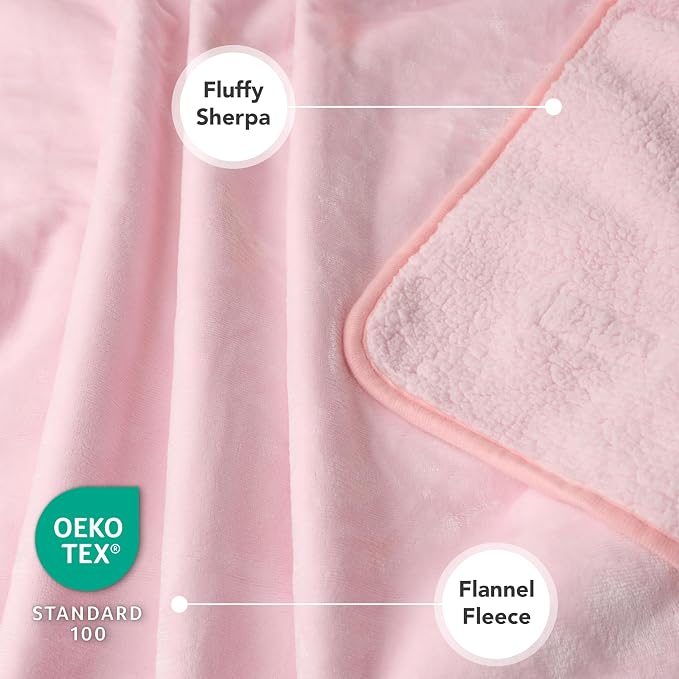 PetAmi Premium Waterproof Dog Blanket for Small Medium Dogs, Reversible Sherpa & Flannel Fleece, Leakproof Pet Throw for Couch Protection, Soft Plush Furniture Protector for Cats, Washable, 24x32 Pink