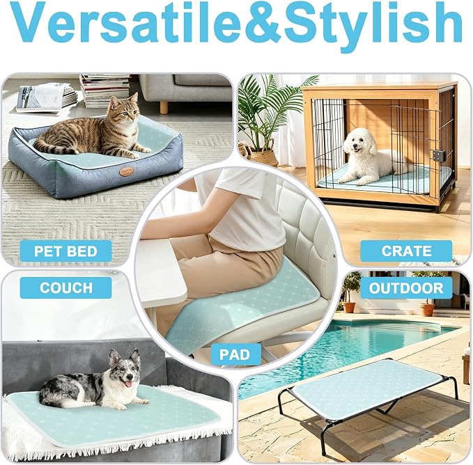 Cooling Mat for Dogs, 36x24, Blue | Q-Max>0.5, Thin Breathable Blanket, Anti-Slip Bottom, Washable, Portable for Travel