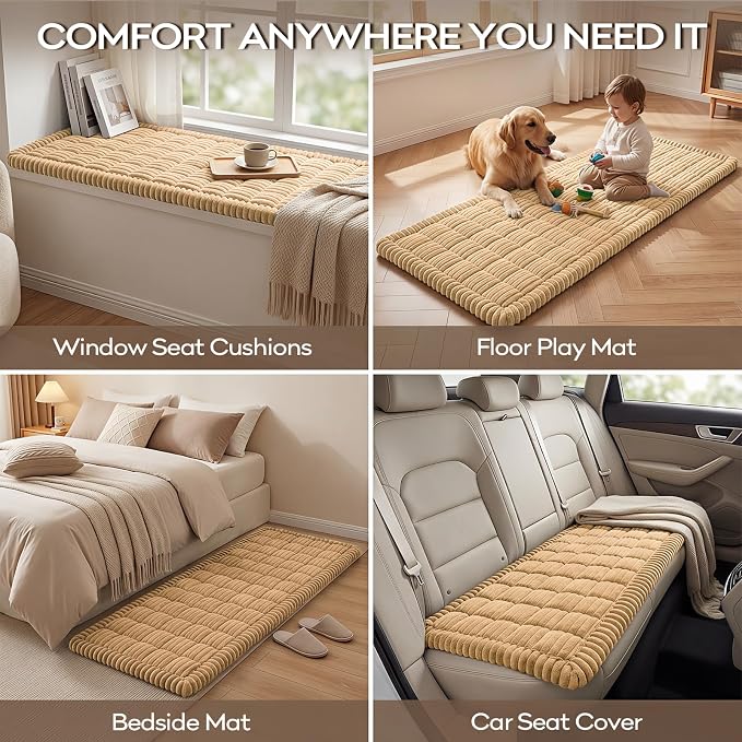 decorUhome Non-Slip Fuzzy Couch Cover for Dogs, Soft Thick Washable Pet-Friendly Protector, Sofa Slipcover for 3 Cushion Couch Sofa, Camel, 27.6" x 82.7"