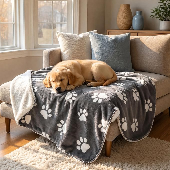 Kritter Planet Waterproof Pet Blanket - Soft Sherpa Dog Blanket, Washable Leakproof Blanket for Pets, Waterproof Pad for Dogs & Cats