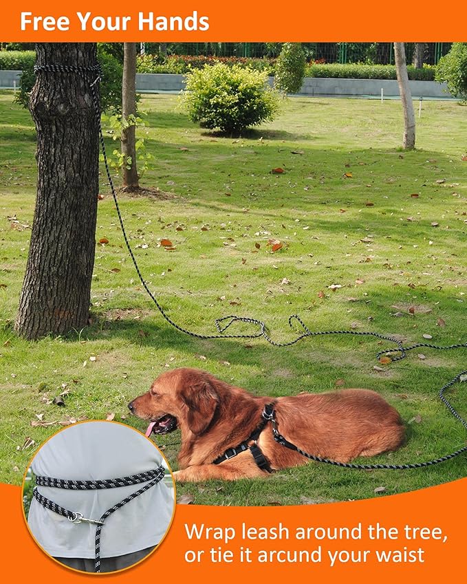 Long Dog Leash for Large Dogs - 16FT/50FT Reflective Rope, Heavy Duty for Training, Walking, Camping