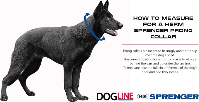 Herm Sprenger Prong Dog Training Collar, 22in x 3.0mm (Neck Size up to 18in) Medium, Ultra-Plus Chrome Plated Steel Pet Pinch Anti Pull Collar for Dogs Made in Germany