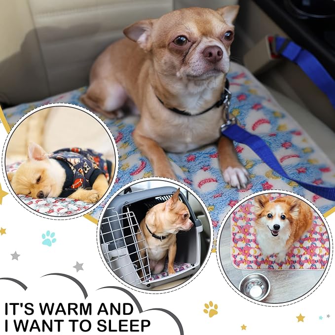 Reginary 4 Pcs Waterproof Guinea Pig Blankets Washable Small Animal Fleece Bedding Absorbent Guinea Pig Cage Liners Reusable Training Pee Pad Pet Sleep Mat for Hamster(Moon Star Pattern,12 x 12 Inch)