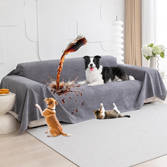 Loiion 100% Double-Sided Waterproof Dog Sofa Cover - Anti-Slip, Leakproof Couch Cover, Pet-Friendly Couch Protectors for Puppy, Large Dog, Kids and Pets 118"X71"
