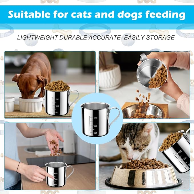 Dog Food Scoop 2 Cup,304 Stainless Steel Measuring Cups with Handle Pet Food Scoop Cup Measuring Scoop for Dogs, Cats, Birds & Rabbits – Ideal for Dry Food & Treats (2 Cup)