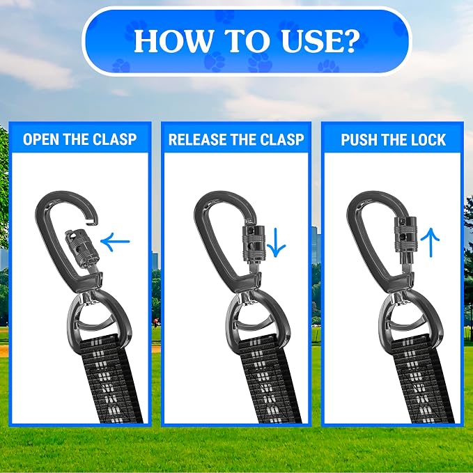 Double Dog Leash – Adjustable Length Long Leash for Dog Training – Dual Reflective Dog Leash with Non-Tangle Design – Heavy Duty Nylon and Metal Buckles – Ideal