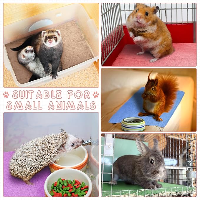 SmoothNovelty 5 Pcs Waterproof Guinea Pig Blankets Washable Small Animal Pee Pad Pet Blanket Sleep Bedding Mats Absorbent Guinea Pig Cage Liner Reusable Pet Sleep Pad(Colorful,12" X 12",Classic)