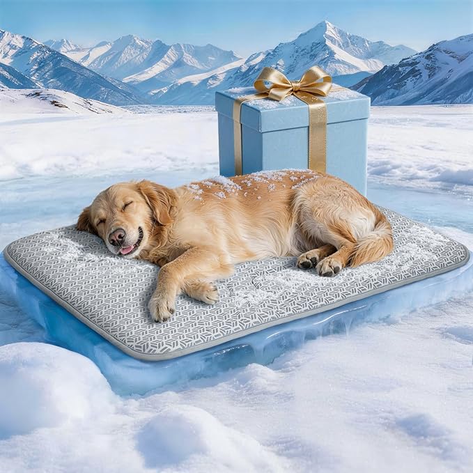Cooling Mat for Dogs, Large Dog Bed & Dog Cooling Pad, Waterproof Pet Cooling Mat with Breathable Foam, Instant Relief for Dogs & Cats, Grey 36"x27"